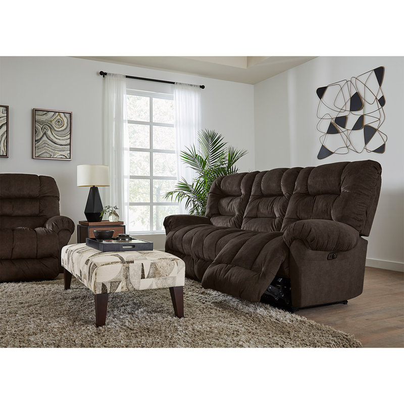 Upholstered 92.5'' Reclining Sofa, Sand