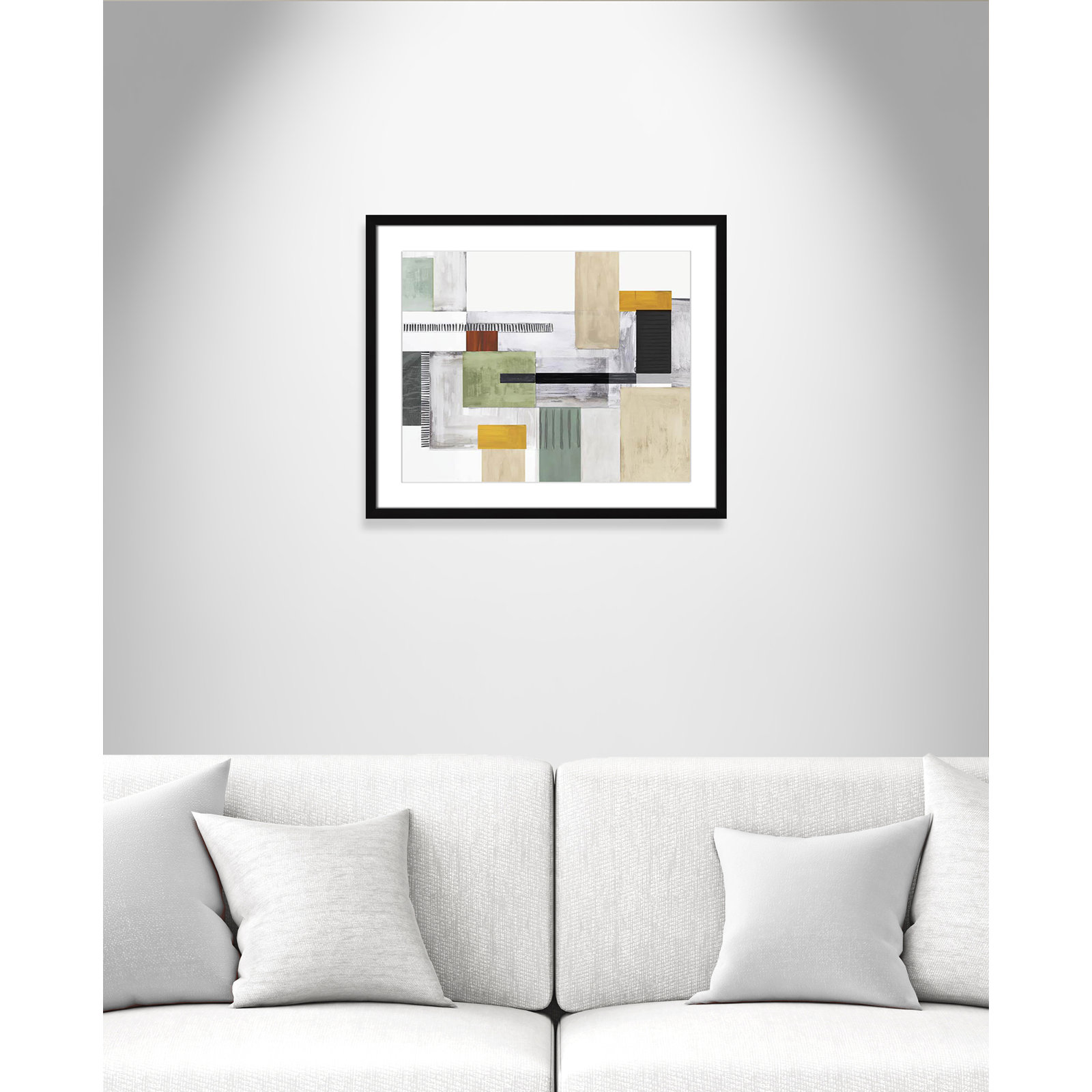 Playful Blocks by Tom Reeves, White, Black Box Picture Framed, 21.5" H x 25.5" W x 1.25" D