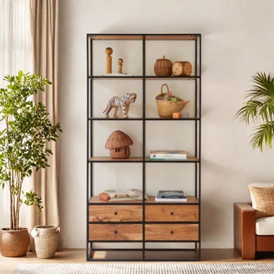 Modern Minimalist Bookcase with Drawers