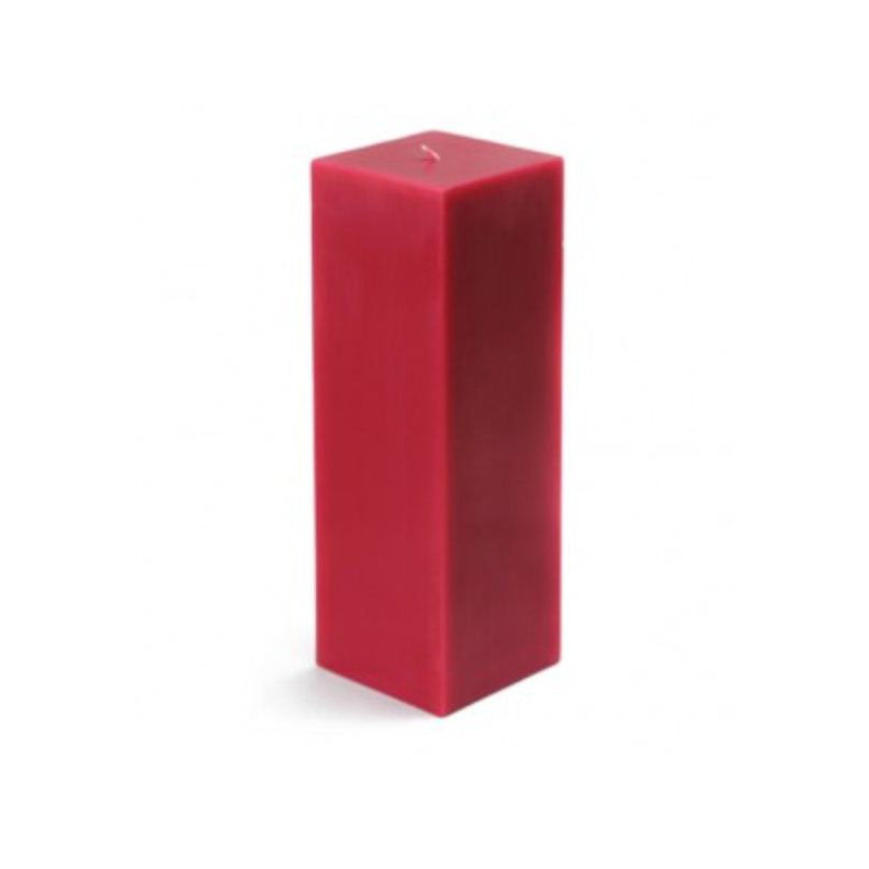 Square Pillar Candle, Set of 12, Red, 9" H x 3" W x 3" D