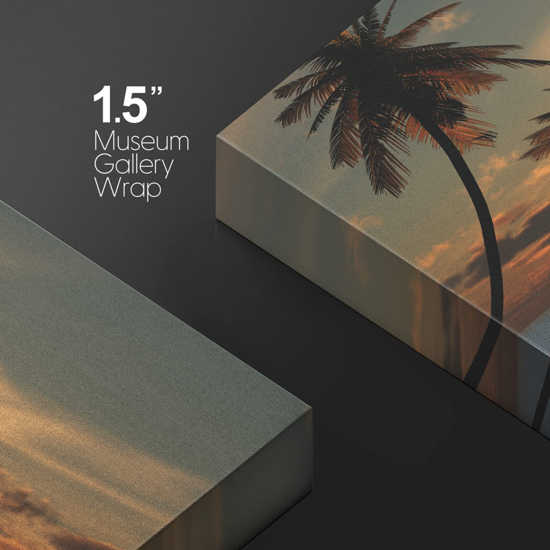 Tropical Sunset Blue Water Canvas Art 24x36 Inches