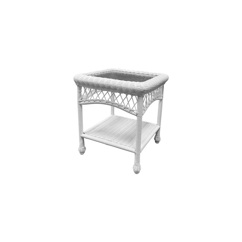 Camacho Square Wicker Outdoor Side Table , 20'' in. W 20'' in. D, White