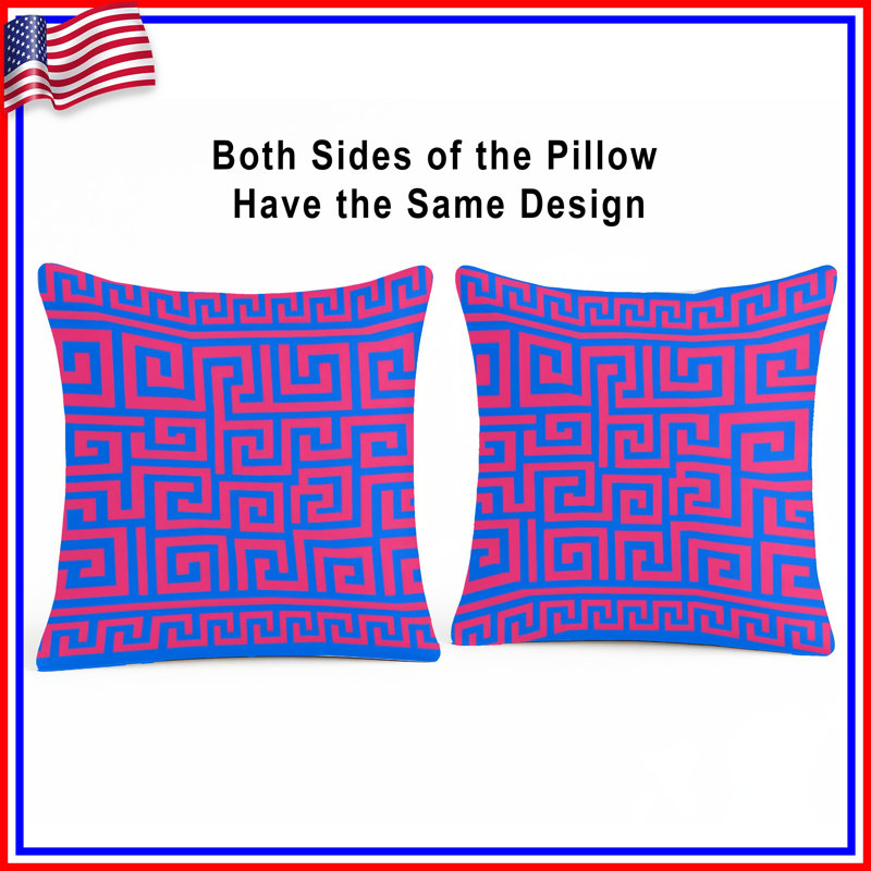 Coussins roses et bleus grecs, 20 x 20 pouces