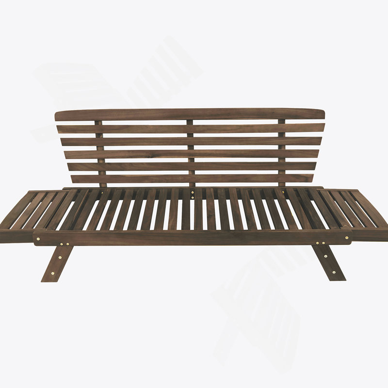 Méridienne de patio d'extérieur réglable en bois avec coussins pour petits espaces