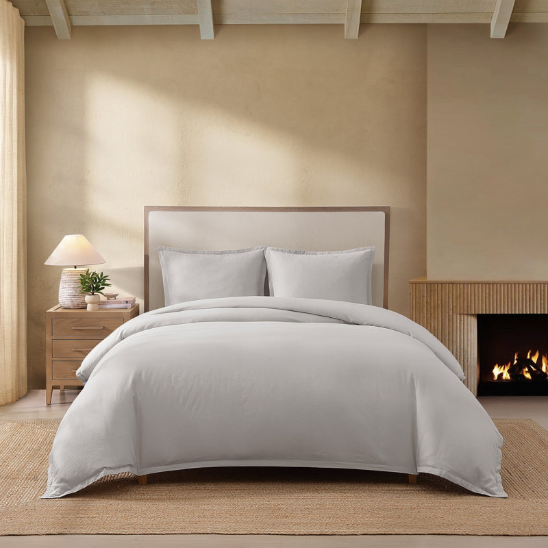 Standard Cotton-European Linen Duvet Cover Set, Moon, Queen Duvet Cover + 2 Standard Shams