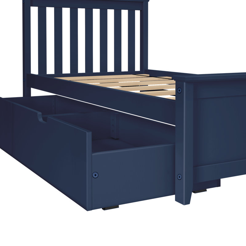 Boling Twin 2 Drawer Solid Wood Platform Bed , Blue