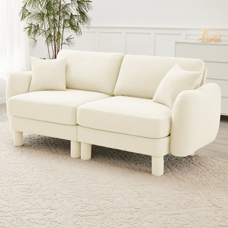 Tissu beige moderne 2 avec cadre en bois et sièges pour un canapé de maison élégant en beige, design élégant et doux pour une utilisation quotidienne