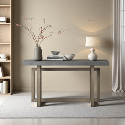 59.1'' Painted Entryway Table With Pine Veneer,Unique Triple Rectangle Design Console Table With Thick Pine Wood Legs,Extra Long Sofa Table Versatile For Hallway, Living Room,Kitchen