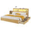 Lit plateforme grand lit avec rangement en bois blanc avec tiroirs et tête de lit escamotable-129682478-129682477