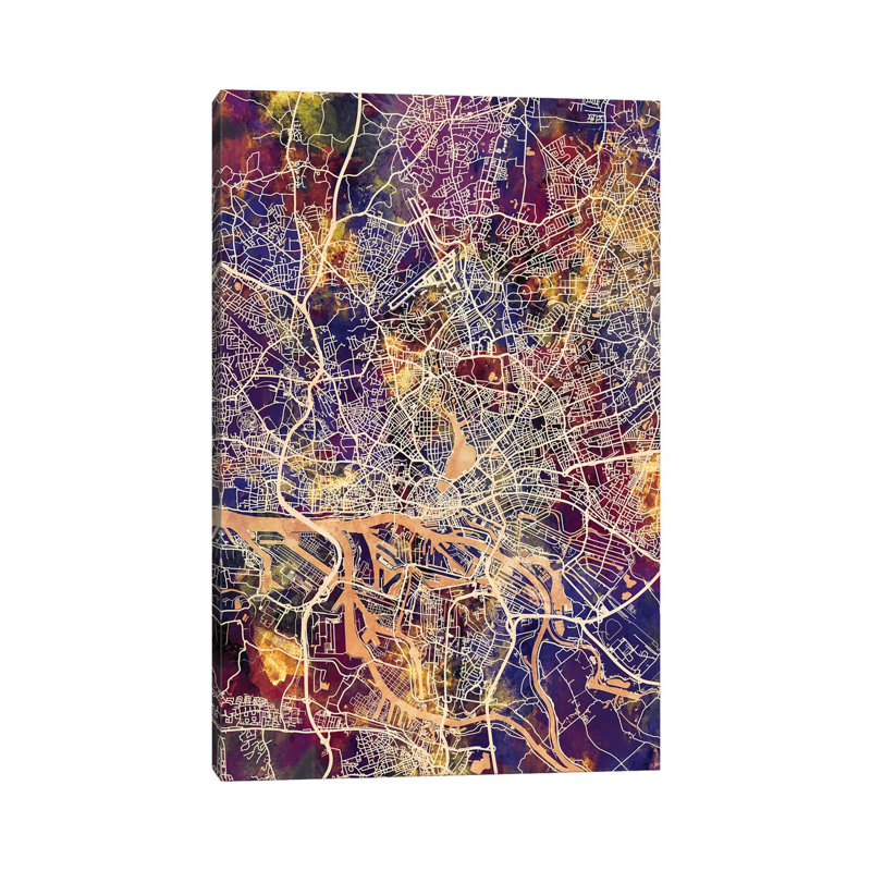 Hamburg Germany City Map II by Michael Tompsett - Wrapped Canvas Gallery-Wrapped Canvas Giclée, 20.32 cm H x 30.48 cm W