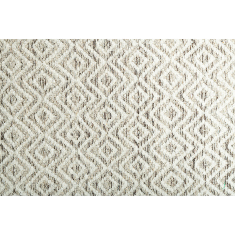 Handmade Rug Made Of Wool In Cream, Rectangle 65 x 130cm