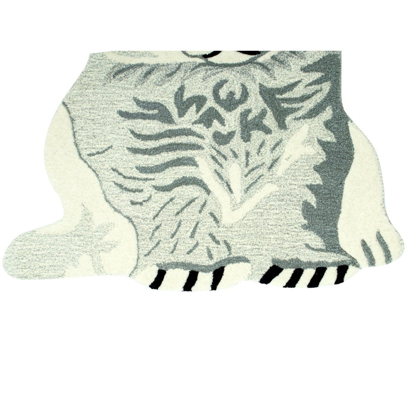 Snow White Cat Yoga Mat – Handwoven Cotton Meditation Floor Rug