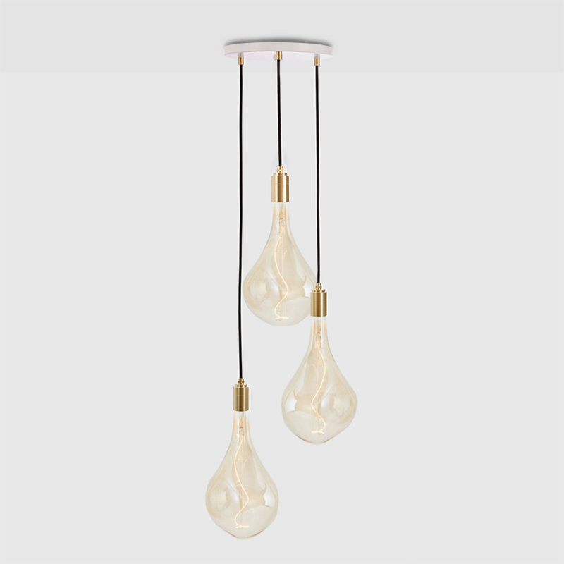 3 - Light LED Pendant, Brass