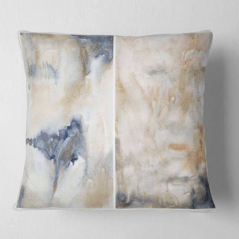 Abstrait rose doré, beige et coups pastel foncé - coussin moderne imprimé, 16" x 16"