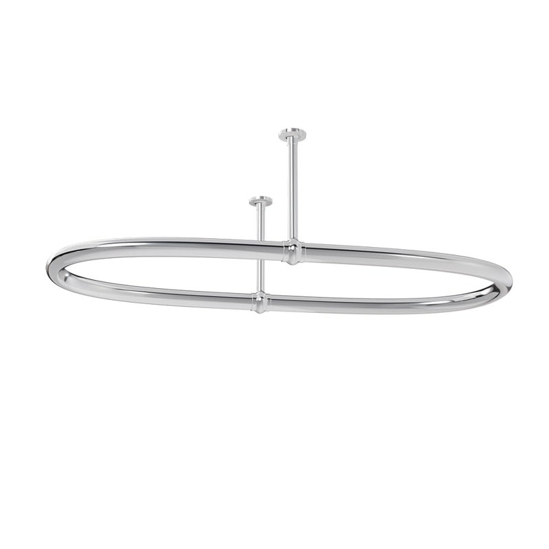 Tringle à rideau de douche ovale fixée au plafond (chrome)