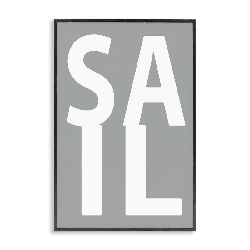 «Sail Word on Gray», estampe numérique par Jamie MacDowell, Giclée encadrée noir minuit, H 24 po x l 16 po