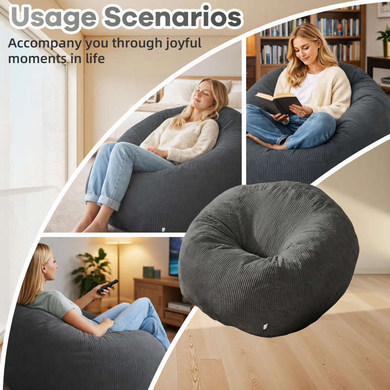 Beanbag Sofa, Round, Grey