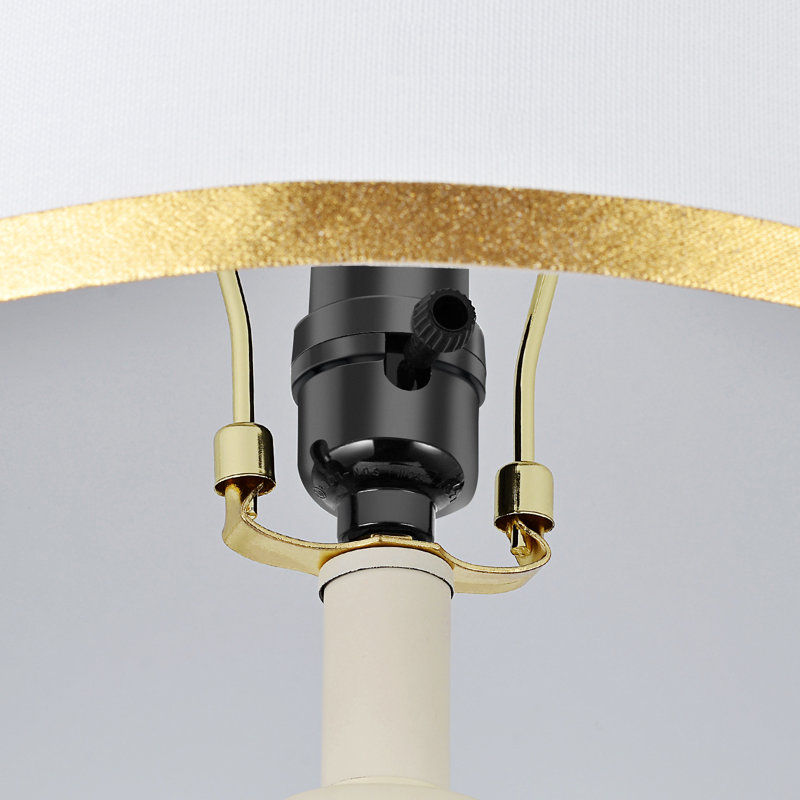 Jahsun 27‘’ Modern White/ Gold USB Table Lamps with LED Bulbs (Set of 2)