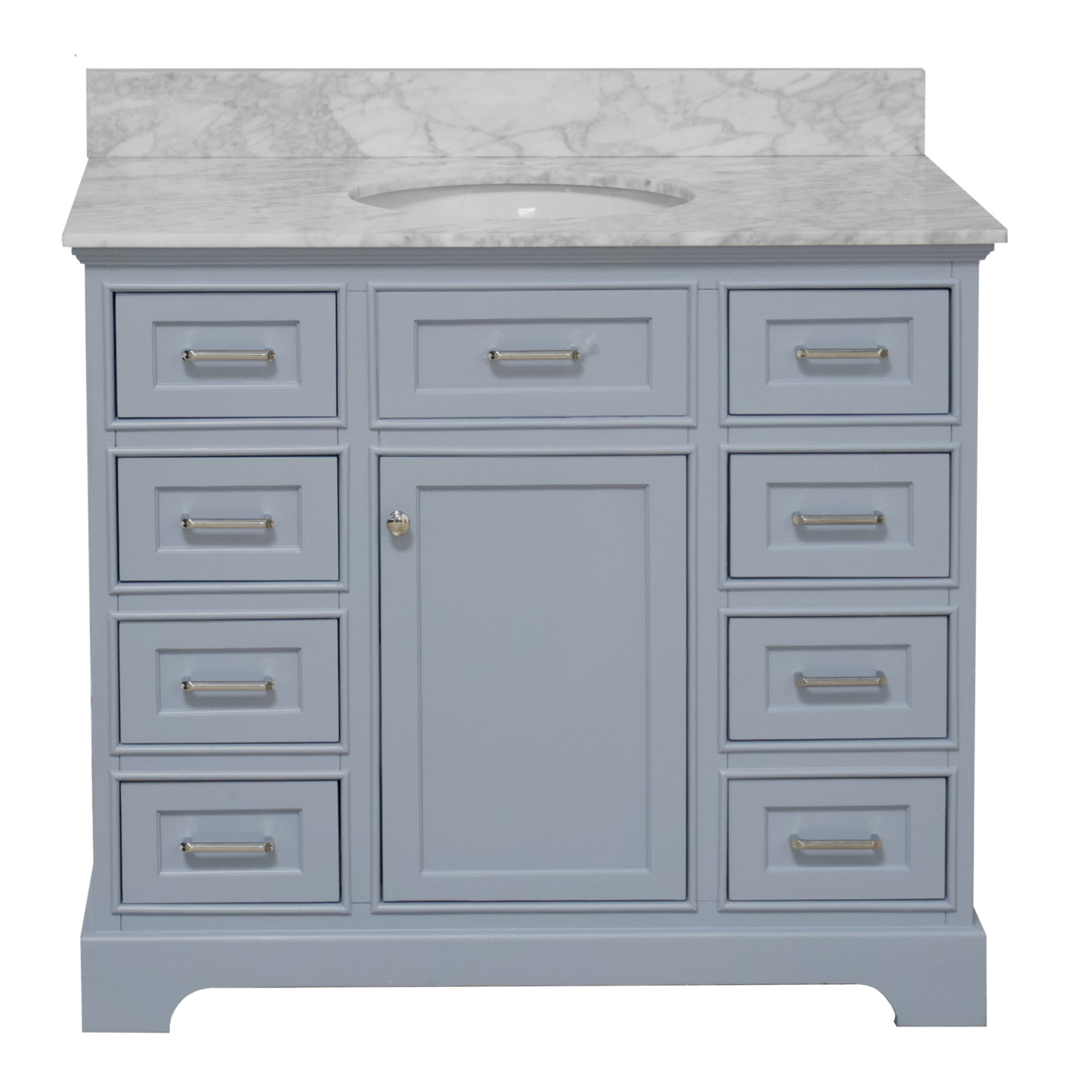 Ronnie 42'' Single Bathroom Vanity, Powder Blue, Carrara Marble