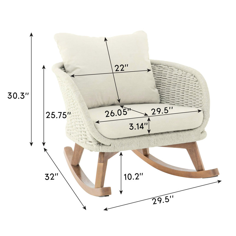 Fauteuil berçant beige avec structure PE, lisse et confortable, idéal pour un salon minimaliste et spacieux, parfait pour se détendre.
