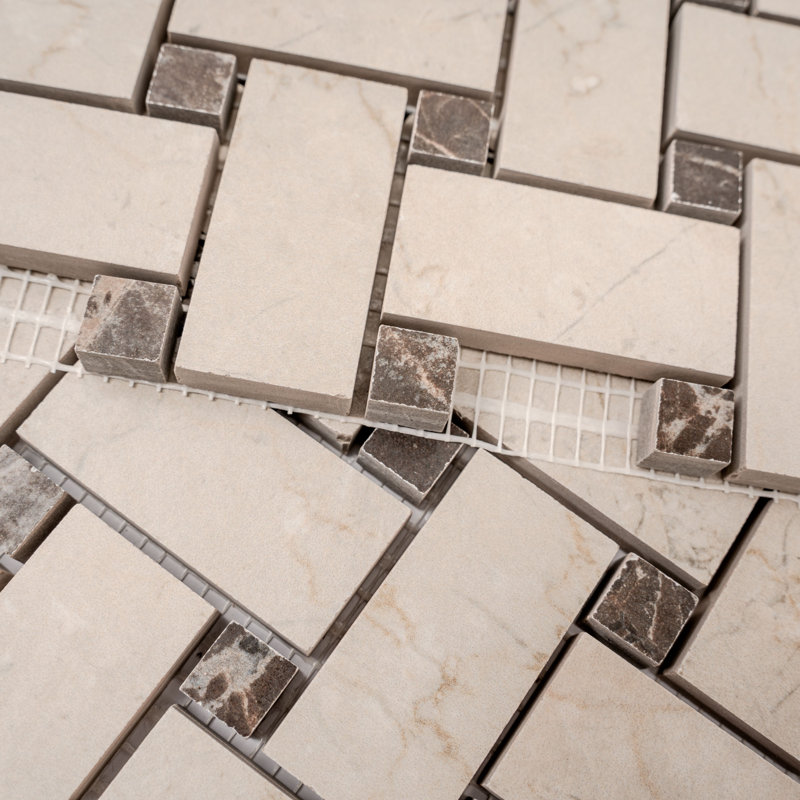 Regalia 12x12 in. Beige, Brown Matte Gres Porcelain Basketweave Mosaic Wall and Floor Tile (5.82 sq ft/case, 6-Pack)