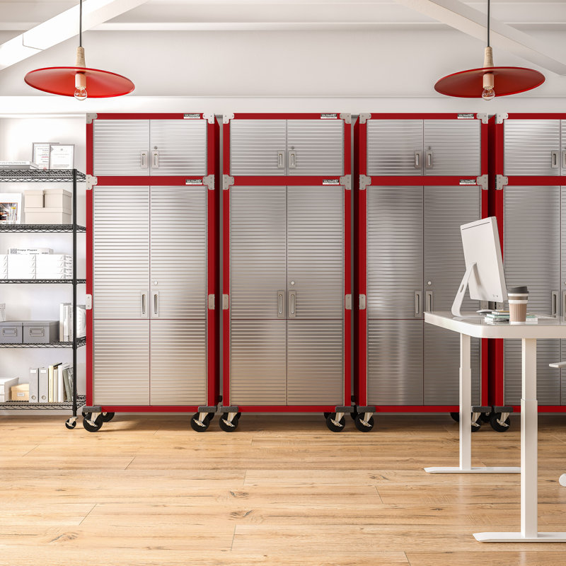 Seville Classics UltraHD Double Door Stacking Top Cabinet, 36" W x 18" D x 18.5" H, Red