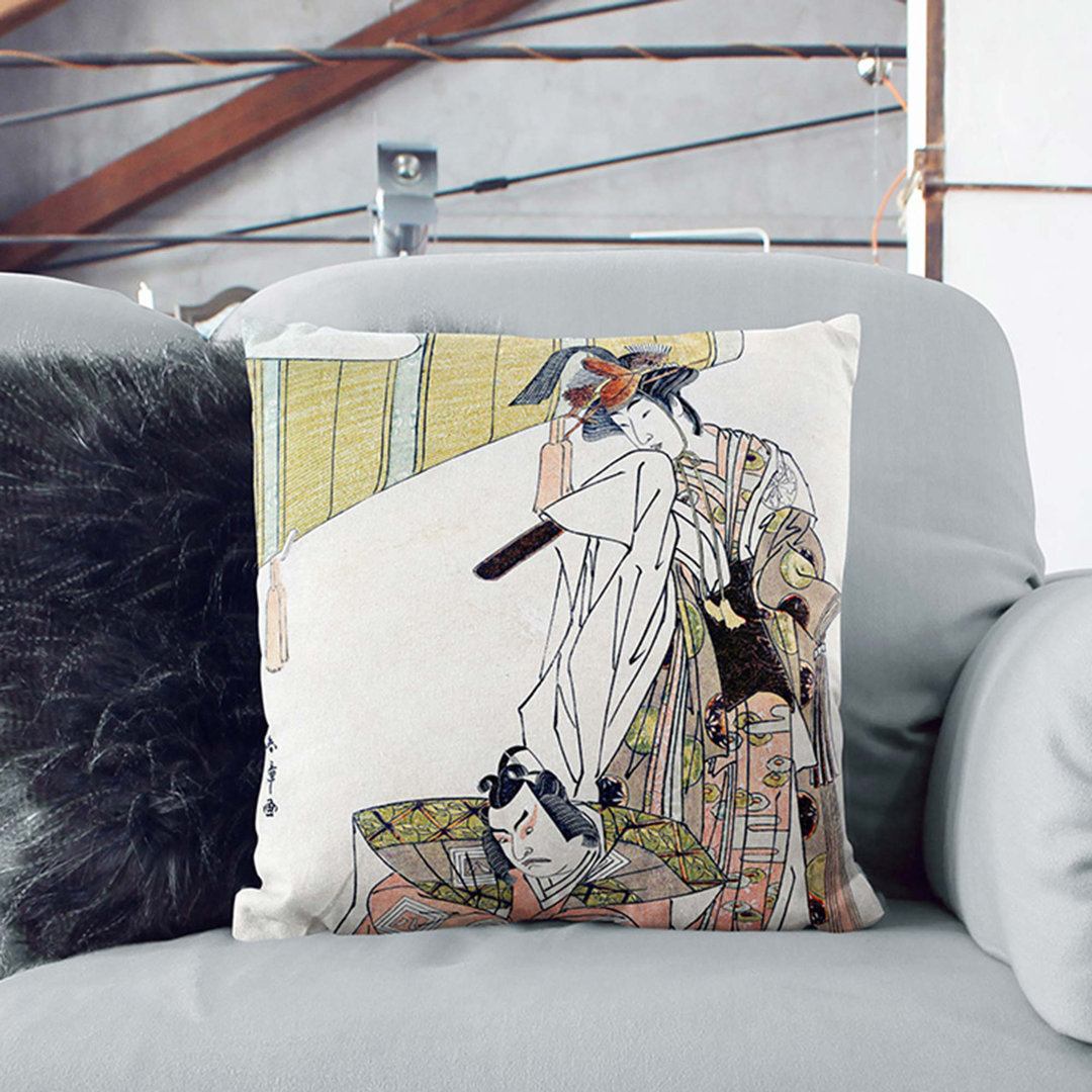 Ichikawa Yaozo and Mimasu Tokujiro by Katsukawa Shunsho Cushion with Filling