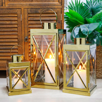 Alayanna 3 Piece Metal Corner Lantern Set