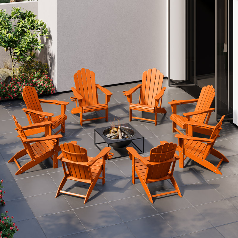 Chaise Adirondack d'extérieur en poly (ensemble de 8), Orange