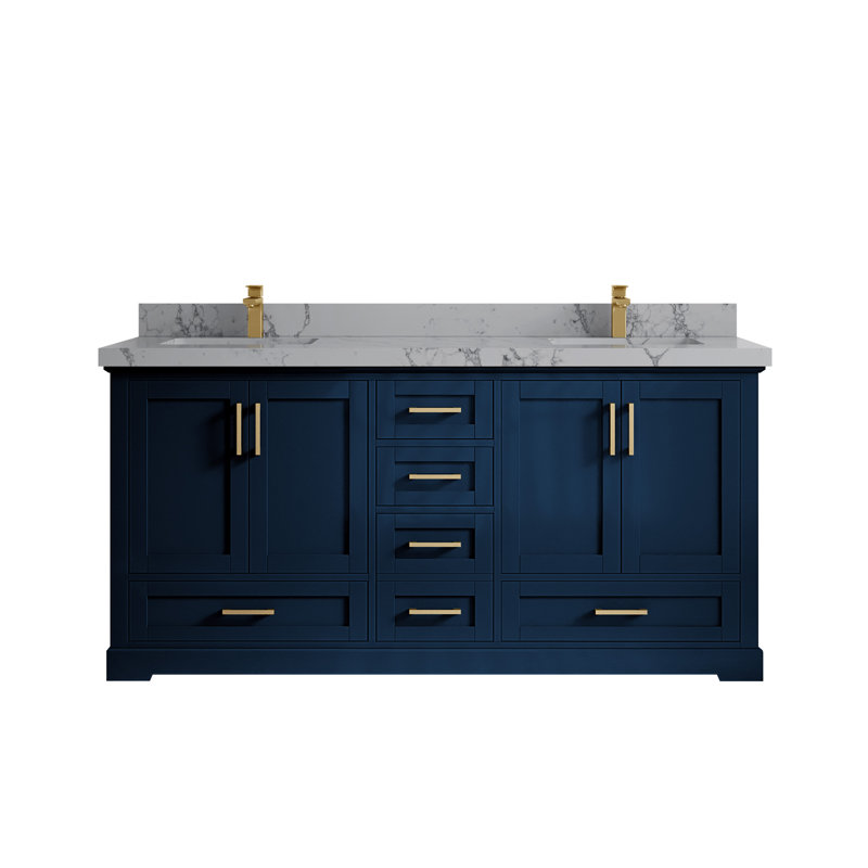 Ensemble de meuble-lavabo double 72 po Esin, Quartz Venatino