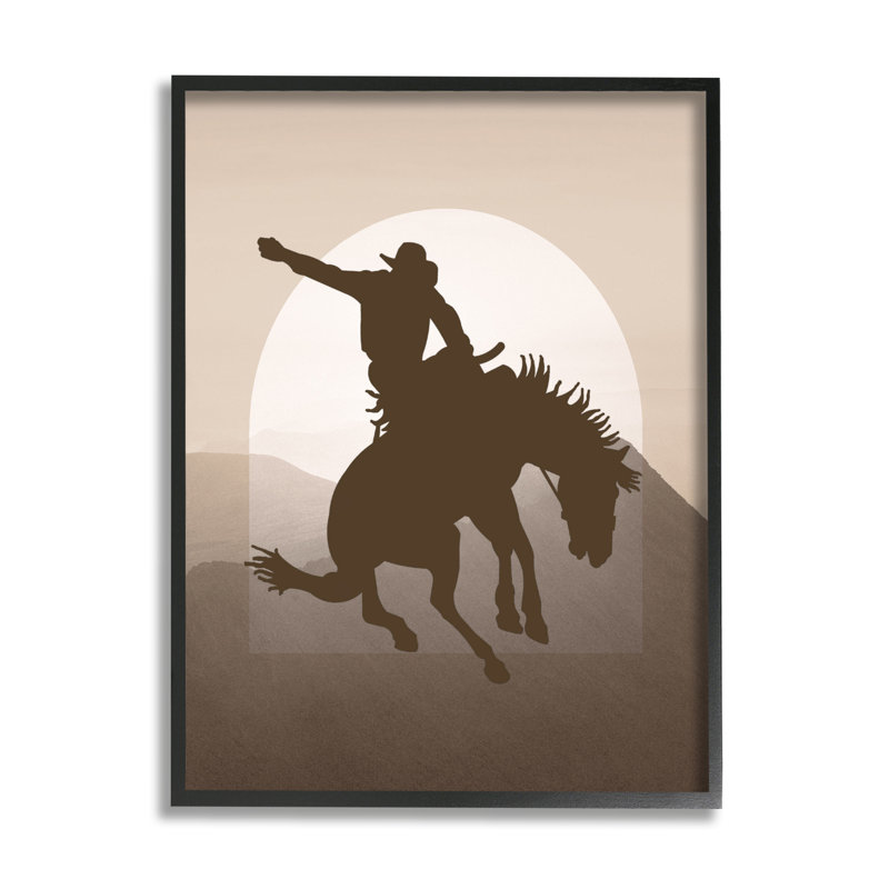 Silhouette de cowboy moderne par Karen Smith, Giclée encadrée noir minuit, H 20 po x l 16 po x P 1,5 po