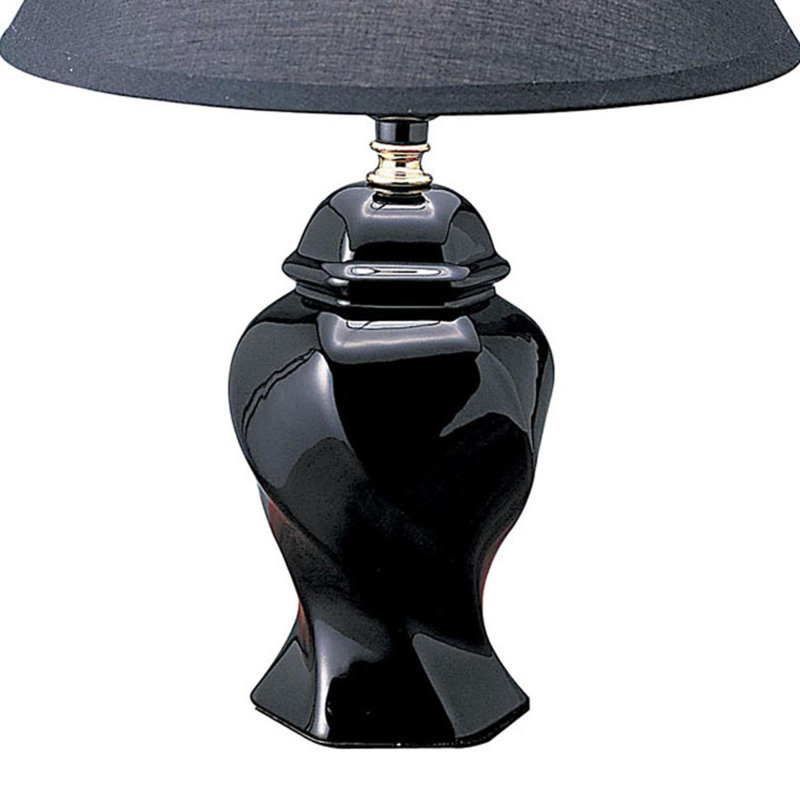 Lampe de table haute 13 po en céramique, en forme d'urne, abat-jour en lin, Noir, noir, noir, noir, Noir, noir, noir, noir