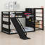 Lit mezzanine / lit superposé multifonctionnel en métal avec glissière, cerceau, anneaux et tablettes
