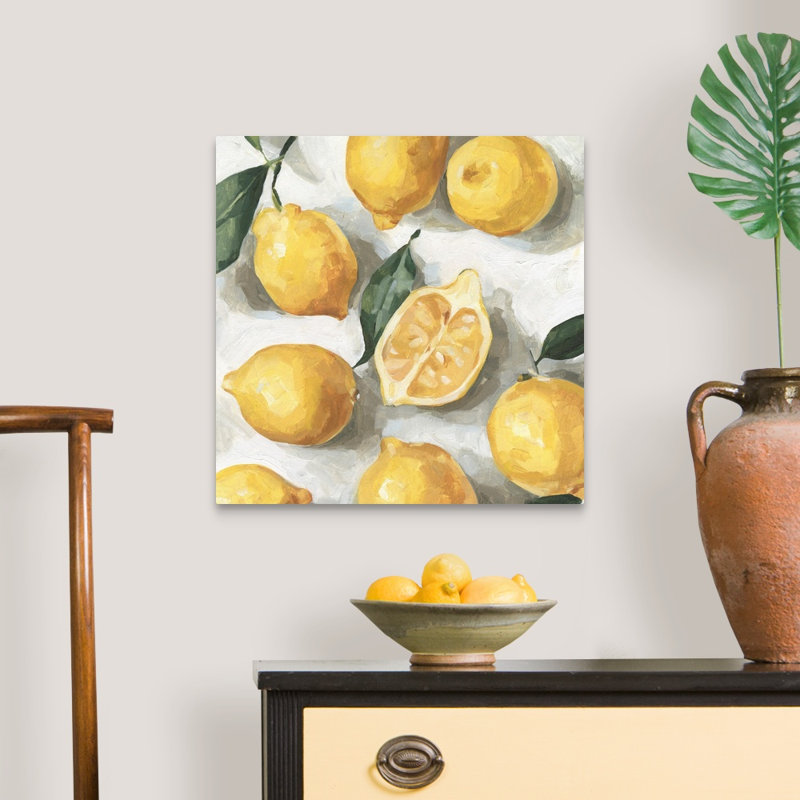 «Fresh Lemons I» par Emma Caroline - reproduction d'art sur toile, H 20 po x l 20 po x P 1,25 po, Toile tendue
