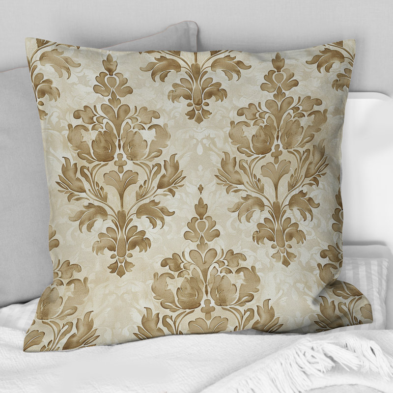 Coussin décoratif «Beige Country Floral Chic I», H 16 po x l 16 po, Carrée