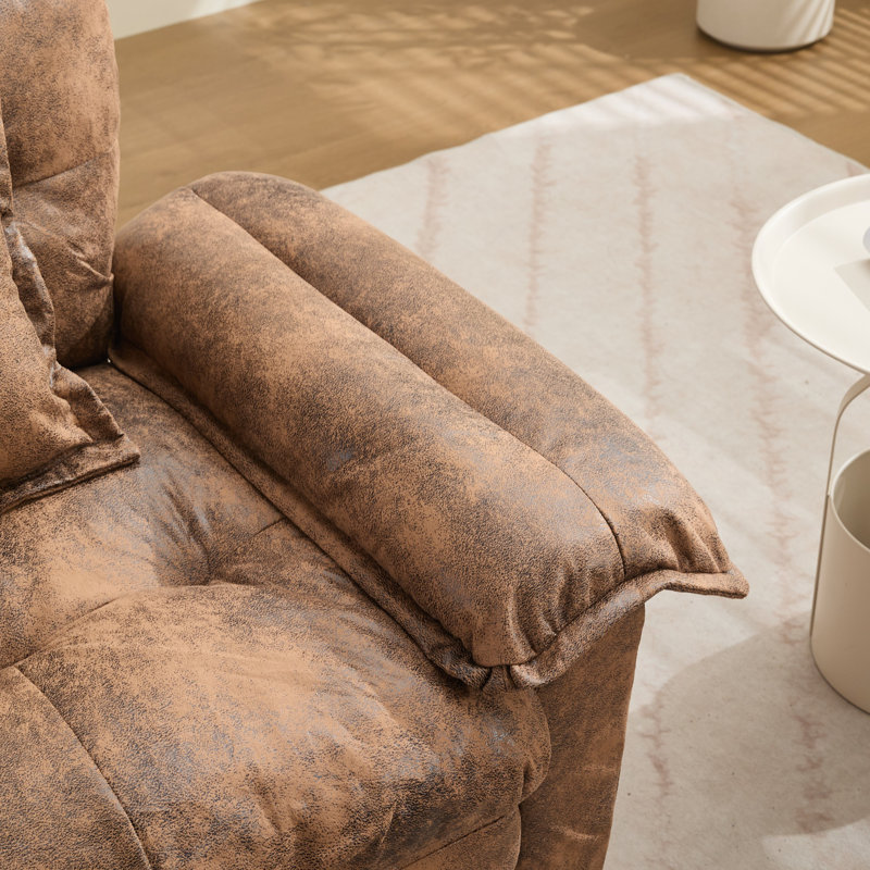  360° Swivel Chenille Accent Chair Upholstered Single Sofa With Throw Pillow, Brown