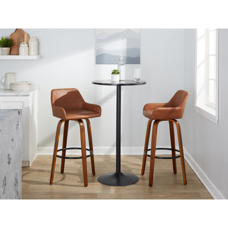 Cassiopeia Fixed-Height Bar & Counter Stool with Bent Wood Legs, Bar Stool (30" Seat Height), Camel, Walnut