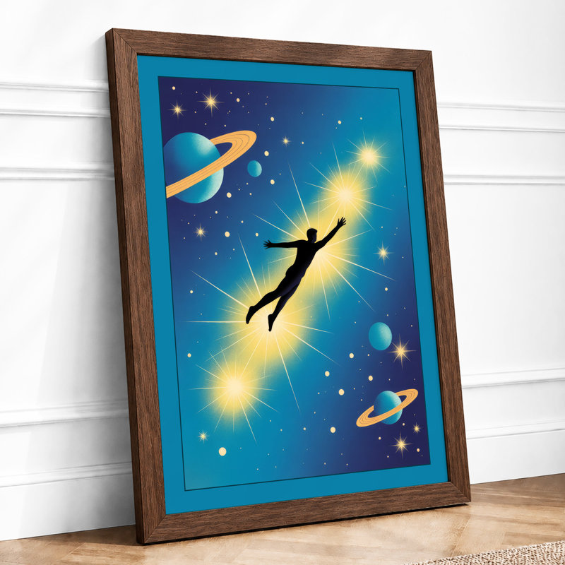 Ascending Through Stars Modern 1 Piece Single Picture Frame Wall Art, A4 - 29.7 x 21.0 cm, Walnut