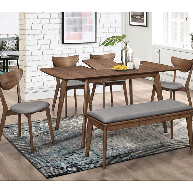 Table de salle à manger rectangulaire en noyer naturel avec simplicité Mid-Century moderne et attrait polyvalent