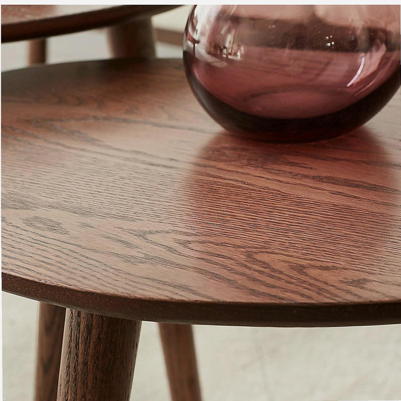 (SINGLE) Center Table Low Table 100% Solid Oak Wood Top Plate Desk Pebble Shaped Natural Wooden Coffee Table Width 50 x Depth 44.5 x Height 65 cm Desk Work from Home Easy to Assemble