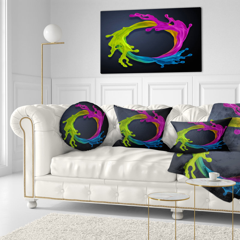 Coussin coloré à imprimé abstrait rond coloré