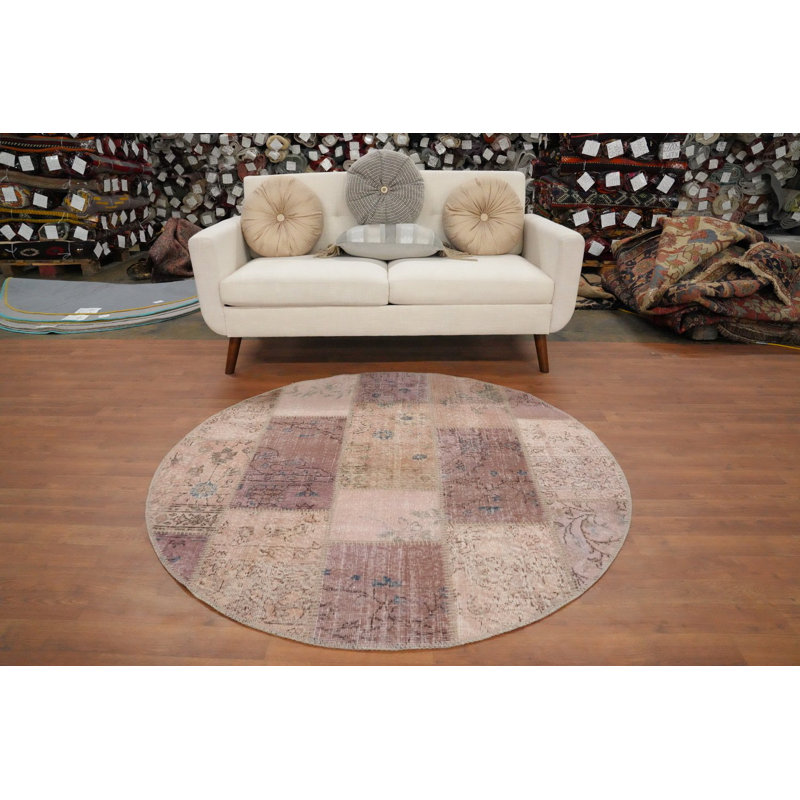 Tapis rond patiné moderne patiné 5 x 5