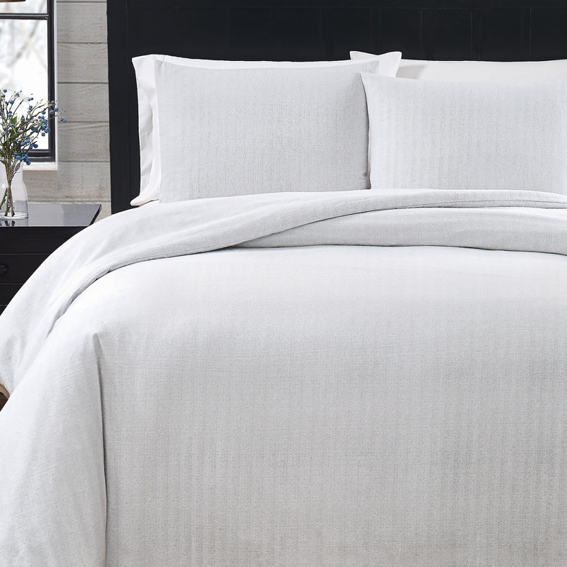 Ensemble de housse de couette London Fog Herringbone Flannel, Housse de couette pour grand lit + 2 taies décora