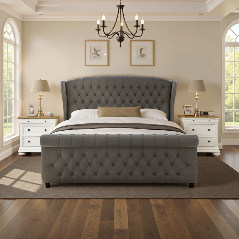 Ensemble de chambre à coucher 3 pièces, gris, Grand