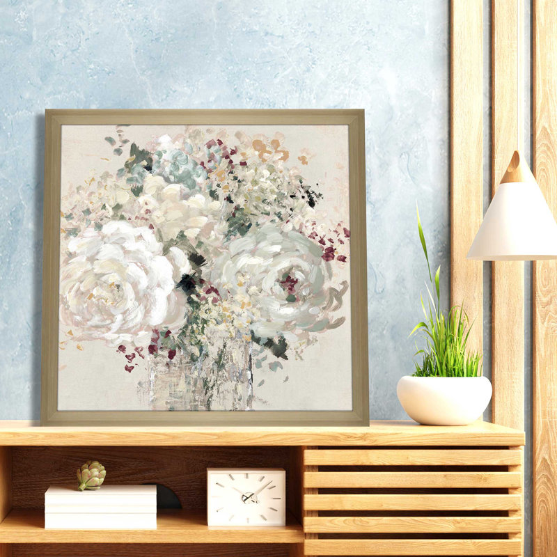 Paix florale - Peinture, L 25,5 po x H 25,5 po, Cadre noir