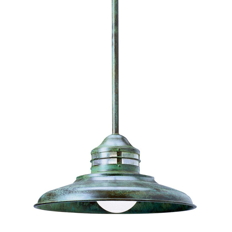 Luminaire suspendu d'extérieur 1 lumière Newport, Laiton antique, Givré