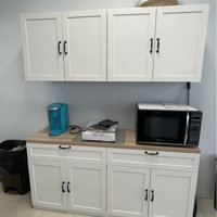 Slab 63'' W x 55.1'' H White Medium Density Fiberboard (MDF) Kitchen  Cabinet Set Ready-to-Assemble