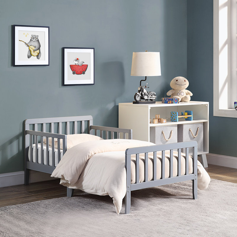 Lit pour enfant régulier de 22,89 po sans matelas (convient aux matelas de lit de bébé de taille standard), Gris clair