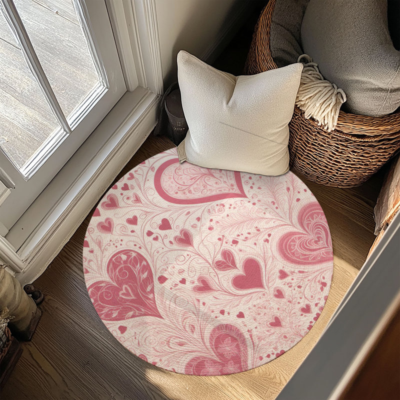 Tapis tressé rose doux, Rond 5 pi