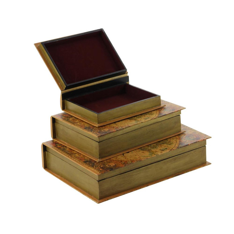 Boîte à livres traditionnelle 3 pièces Cortland, Kaki